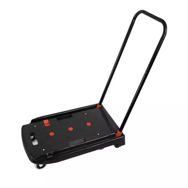 BIGAPPLE Platform Trolley Plastic 150 Kg Load Capacity 59x38 cm Size Black with 76 mm (3 inch) TPR Wheels