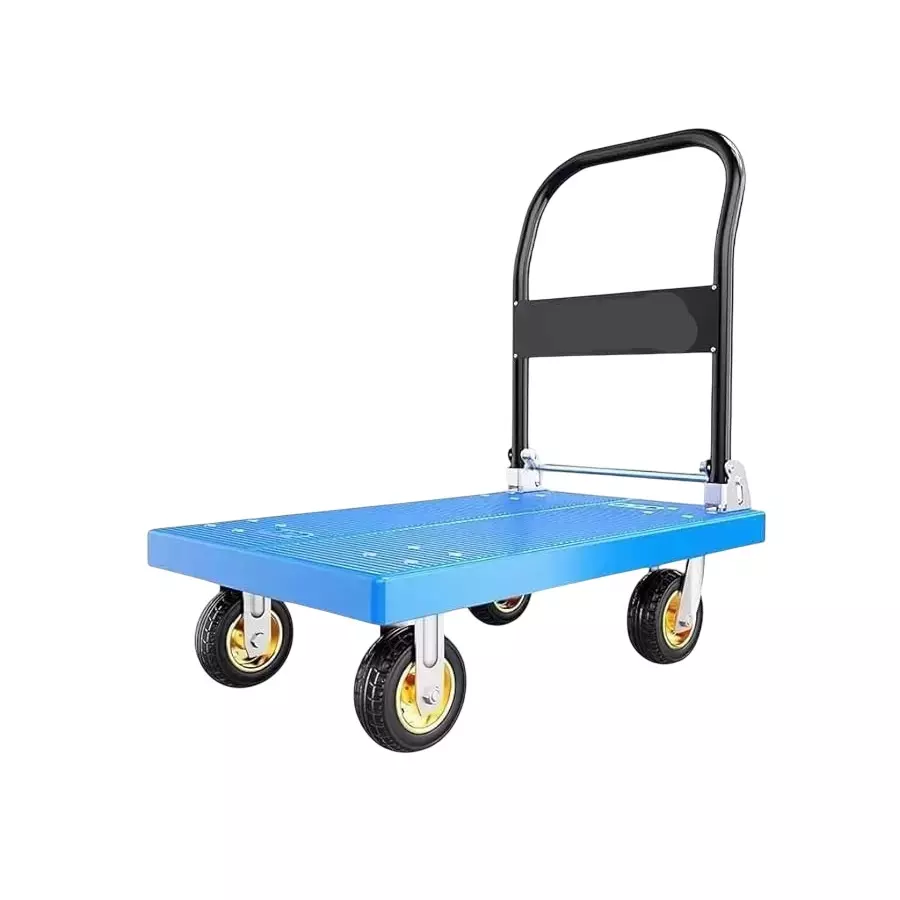 Hartley Foldable Platform Trolley 200 Kg Load Capacity 360° 4 Wheels ‎Plastic Blue & Black, NS HT-200kg