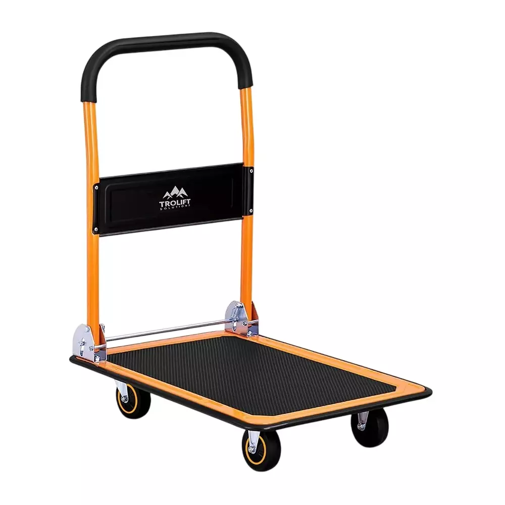 TROLIFT Foldable Platform Trolley Mild Steel TPR 300 Kg Load Capacity 61x91 cm Platform Size, TMST-300