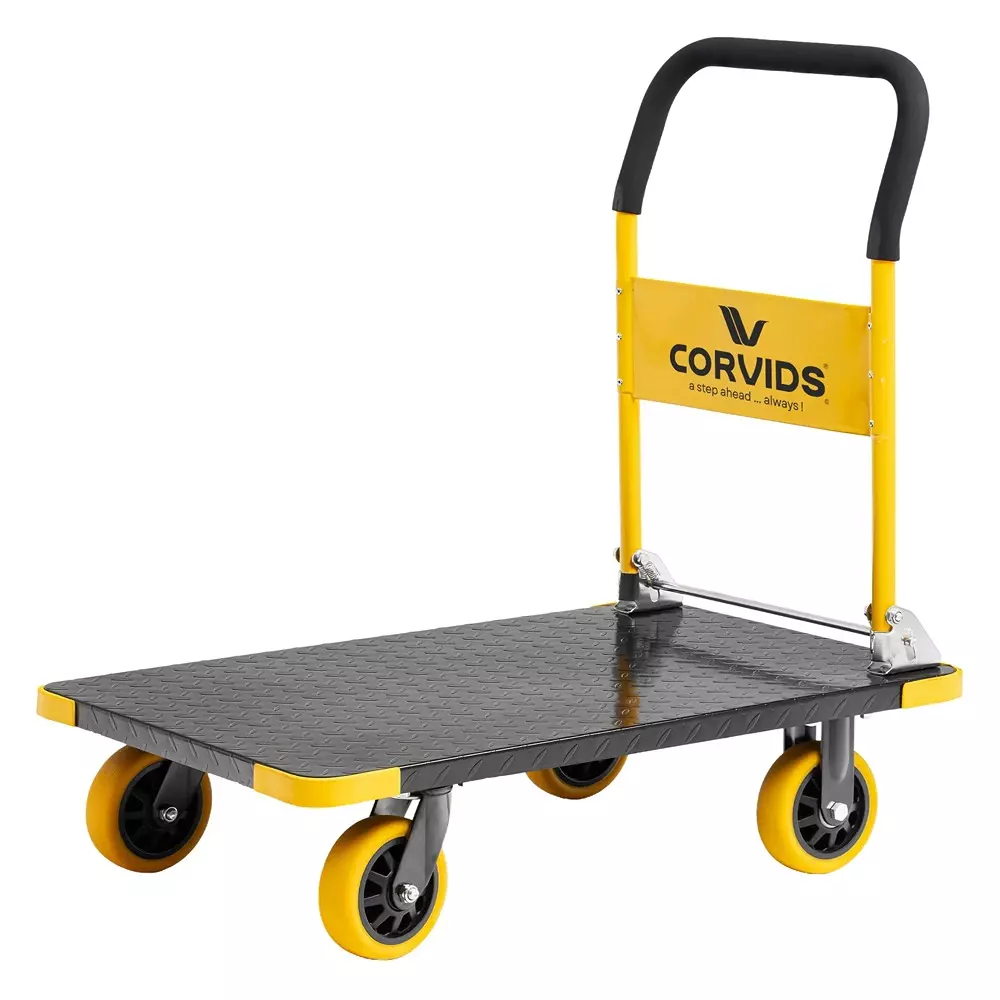 Corvids 400 Kg Heavy-Duty Foldable MS Iron Hand Platform Trolley/Truck, 
CPT-MS400HD