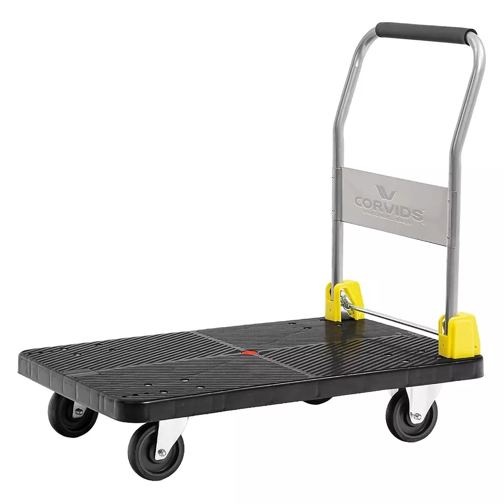 Corvids 400 Kg Plastic Folding Platform Trolley with 360° Rotating & Swivel Wheels CPT-PL400