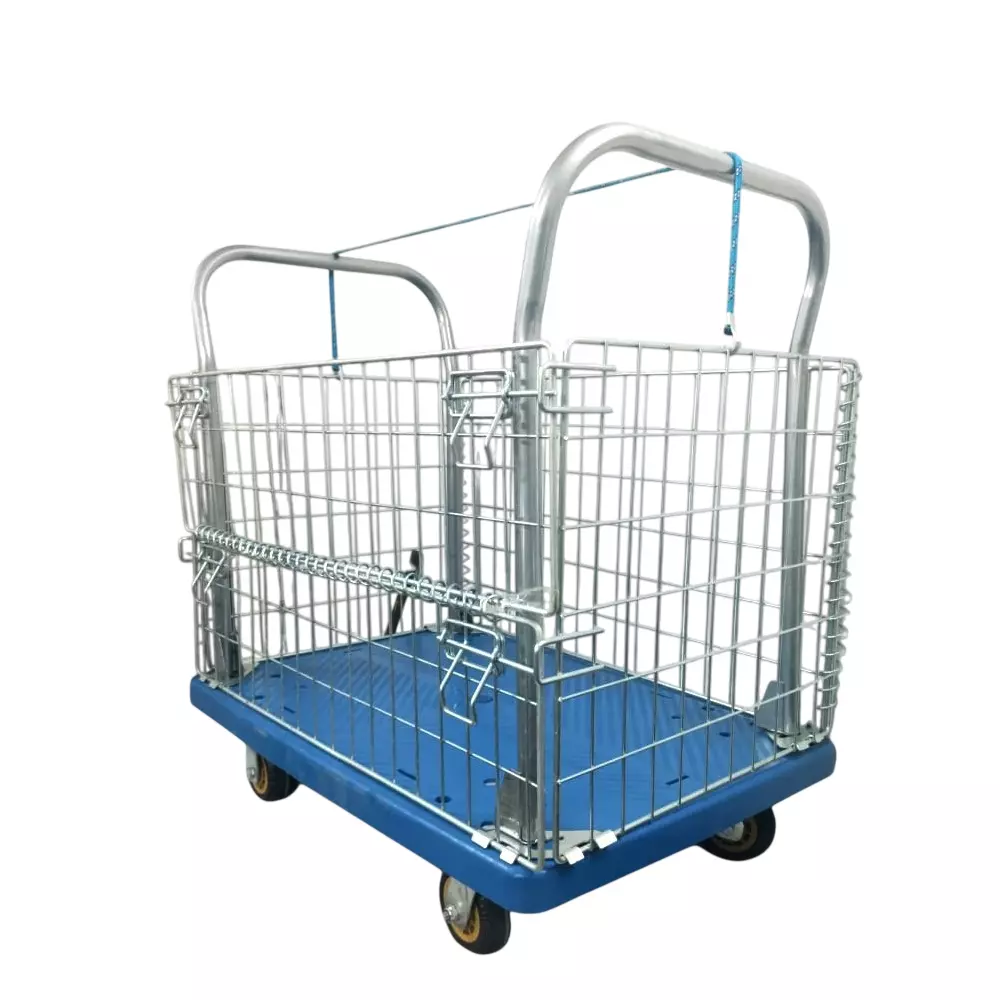 Voltz Plastic Platform Trolley with Fence 400 Kg Load Capacity and 360° Swivel Castor Wheels, VTC-400