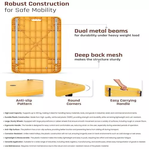 malfah-enterprises-foldable-platform-trolley-with-swivel-wheels-5-wheels-300-kg-load-capacity-alloy-steel-yellow-black-for-industrial-use