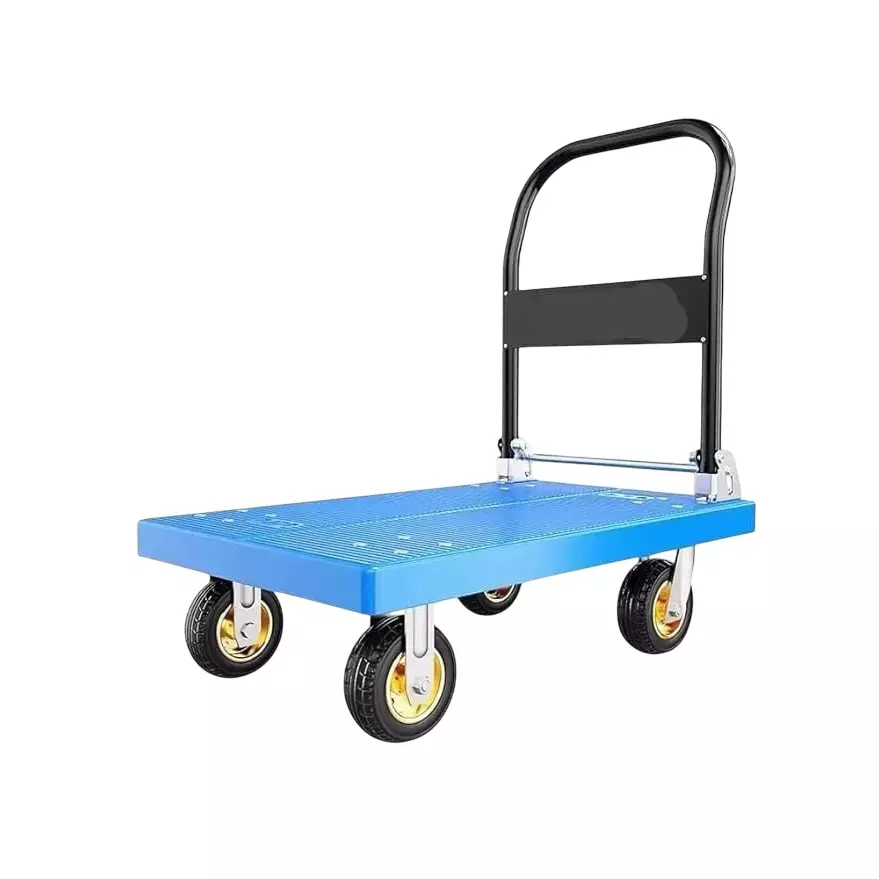 Hartley Foldeble Platform Trolley 400 Kg Load Capacity 360° 4 Wheels ‎Plastic Blue & Black, NS HT-400kg