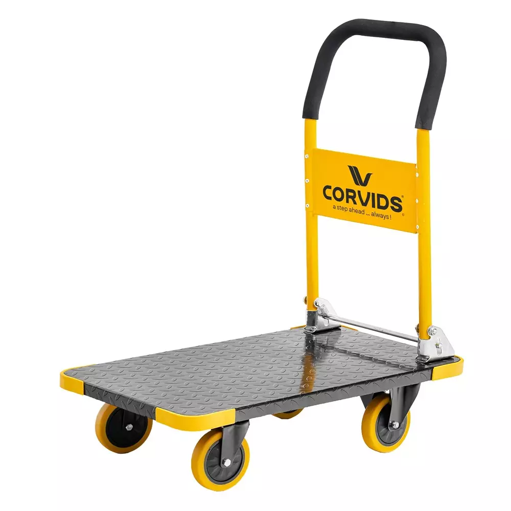 Corvids 200 Kg Heavy-Duty Foldable MS Iron Hand Platform Trolley/Truck, 
CPT-MS200HD