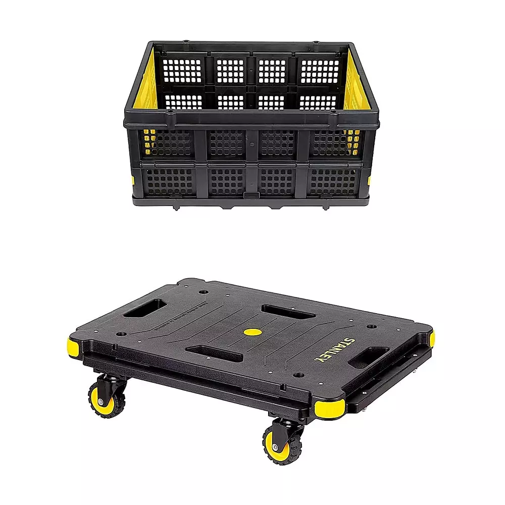 STANLEY 137 Kg Capacity Platform Trolley with 25 Kg Utility Basket Combo Kit with 600 x 450 mm Platform Size, SXWT-PC531B-SP