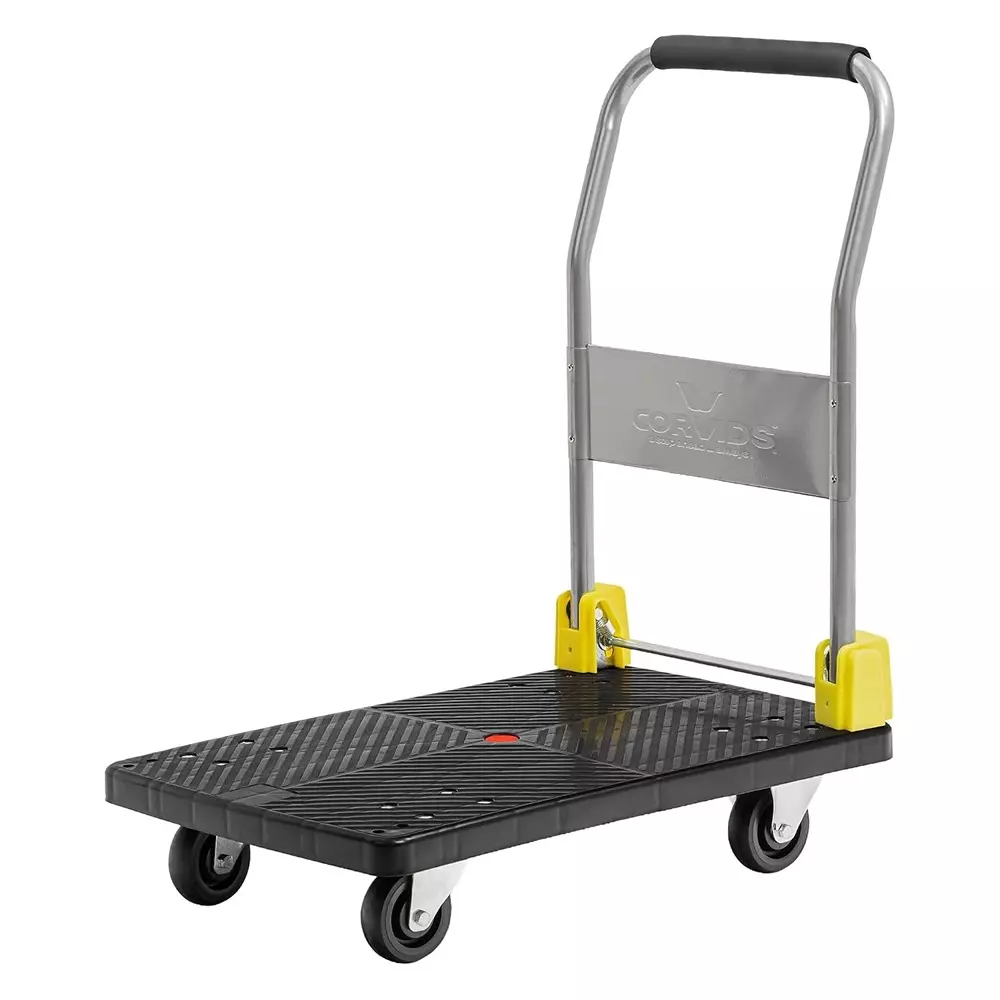 Corvids 200 Kg Plastic Folding Platform Trolley with 360° Rotating & Swivel Wheels CPT-PL200