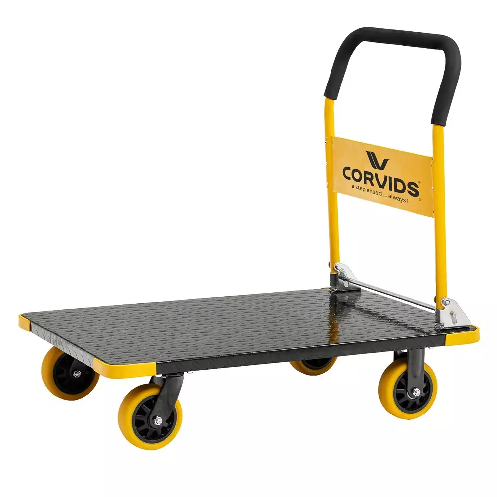 Corvids 600 Kg Heavy-Duty Foldable MS Iron Hand Platform Trolley/Truck, CPT-MS600HD