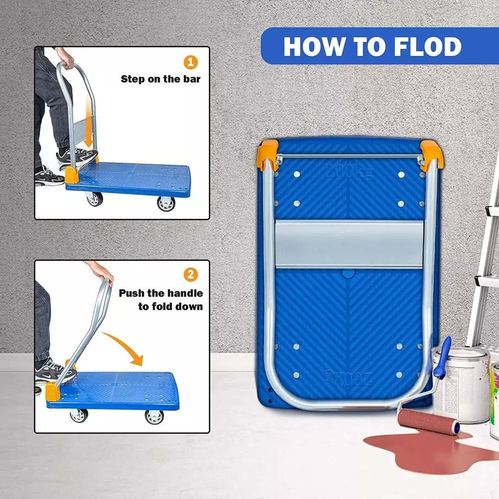 Gobbler Portable Platform Trolley Cart 400 Kg Load Capacity  with 4 Durable & Sturdy Wheels, GB-TR400