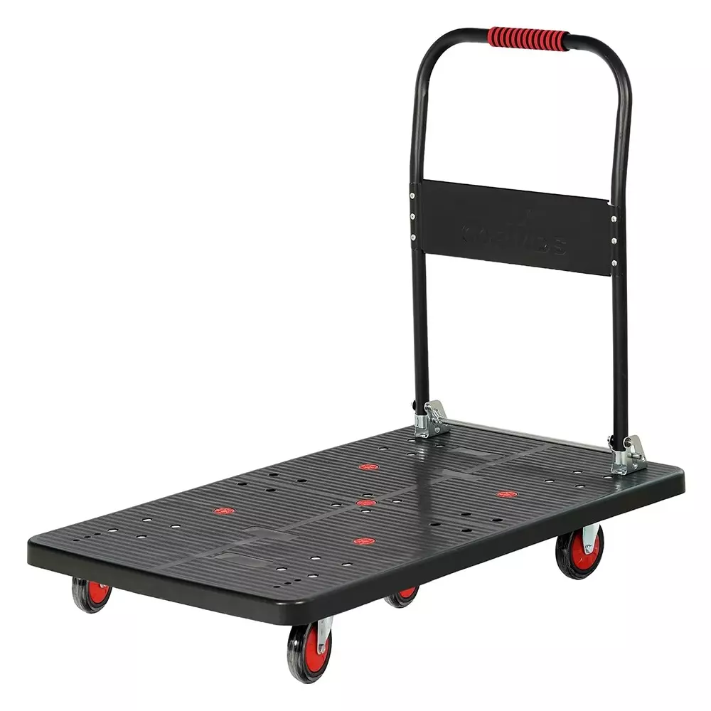 Corvids Heavy Duty Foldable Hand Platform Trolley with 5 Wheels Black 600 Kg Capacity, CPT-PL600