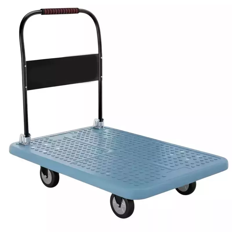 GENERIC Platform Trolley Plastic 450 Kg Load Capacity 91.5x58.5 cm Cushioned Grip Foldable Handle with 360° Rotating TPR Wheels