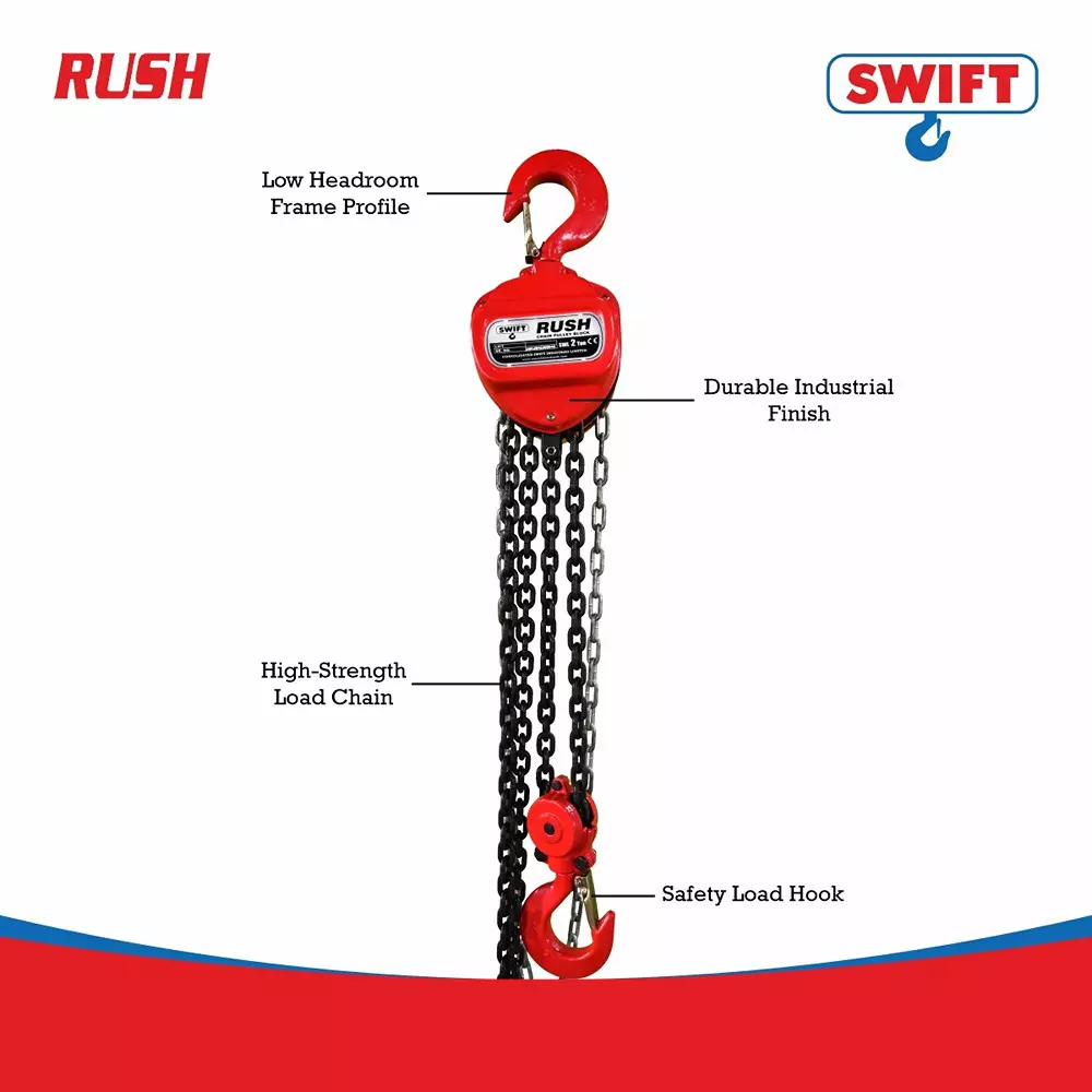 swift-rush-chain-pulley-block-2000-kg-2-ton-lifting-capacity-2-no-of-fall-3-m-lifting-height