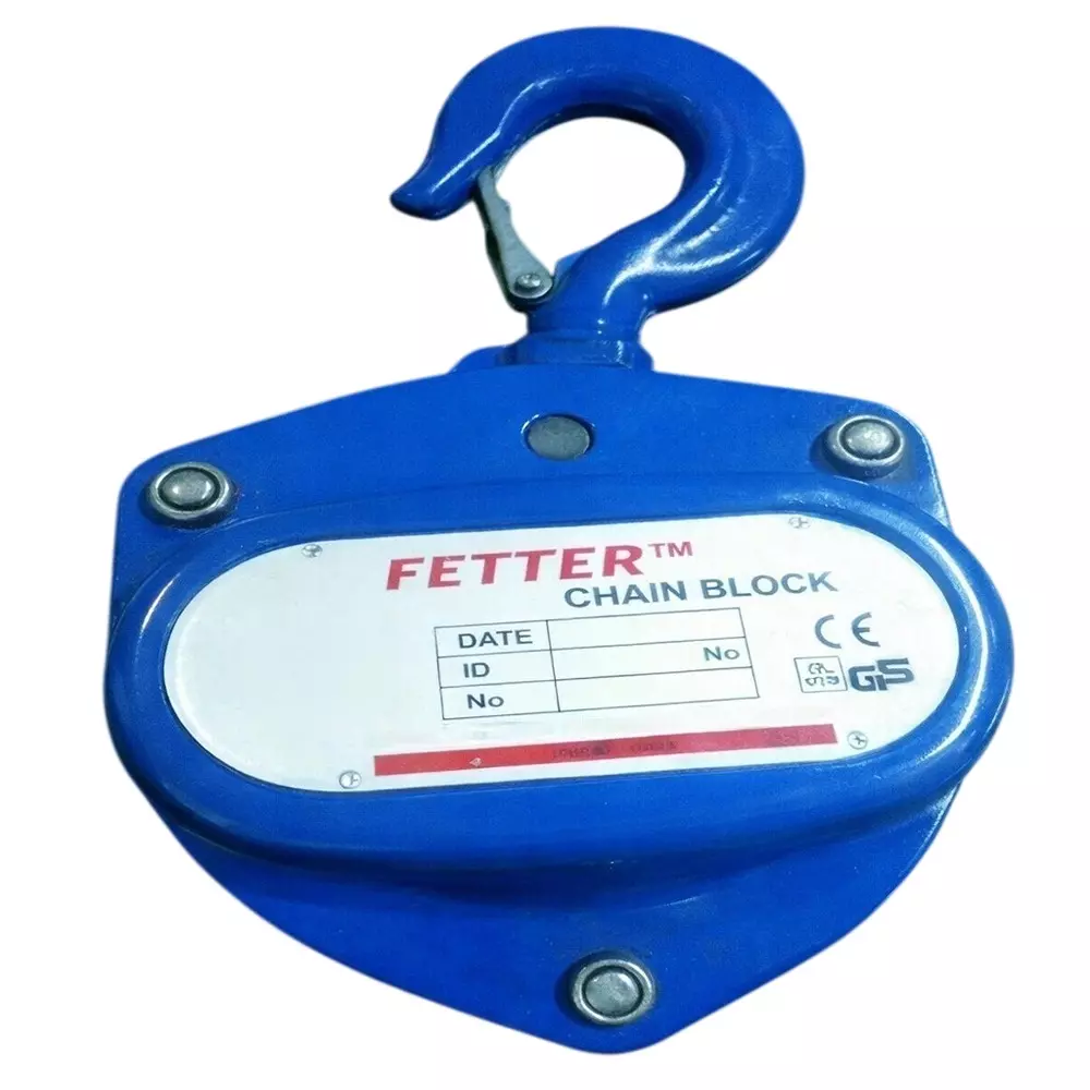 Fetter Chain Pulley Block Alloy Steel 3 m Lifting Height 10 Ton (10000 Kg) Capacity Blue for Indutrial Use