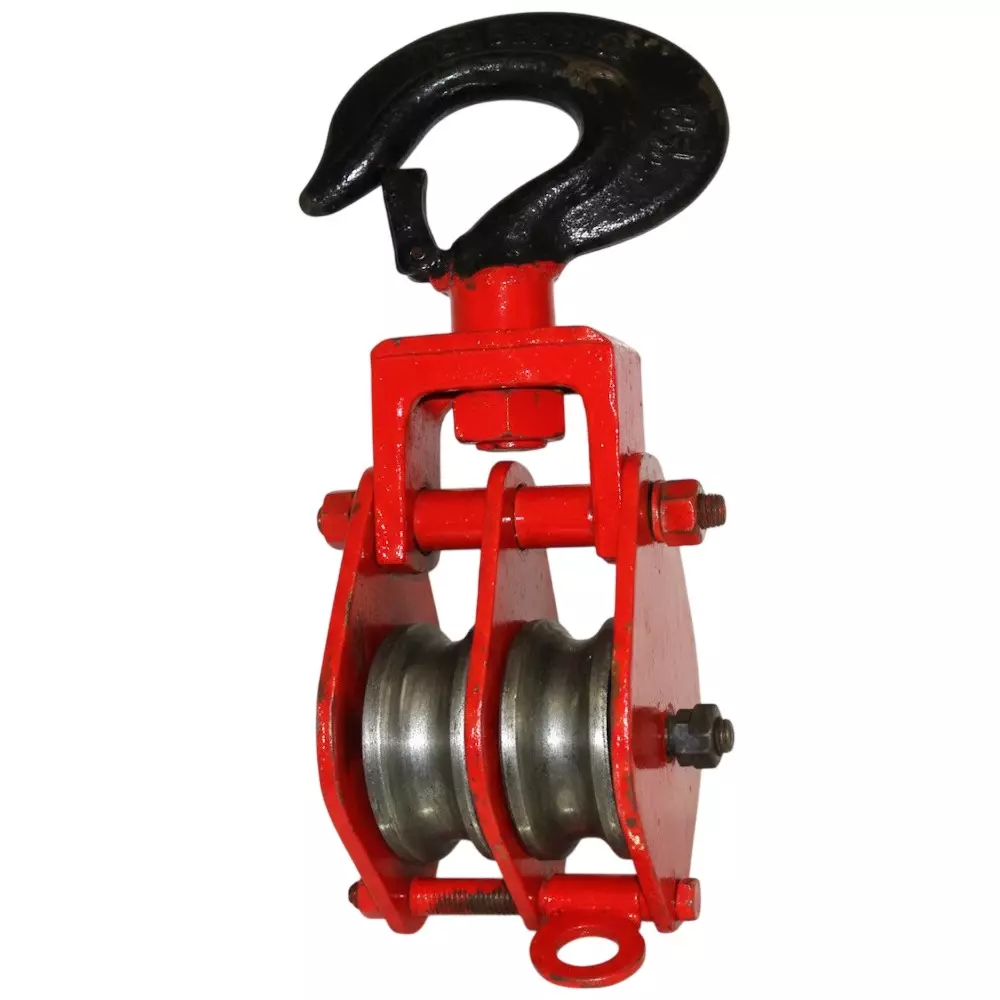 Fetter Double Block Snatch Pulley Alloy Steel 2 Ton (2000 Kg) Capacity Red for Indutrial Use