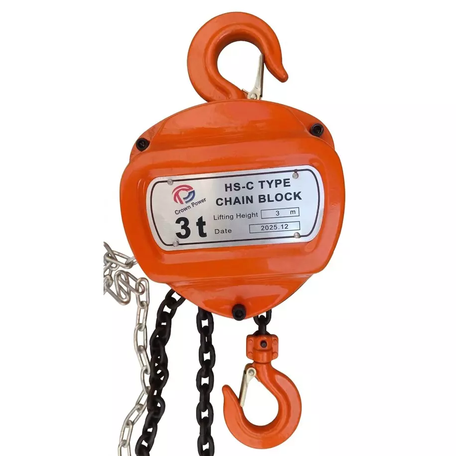 Crown Power HS-C Type Chain Pulley Block 3 Ton Lifting Capacity 3 m Height 360° Swivel Hook
