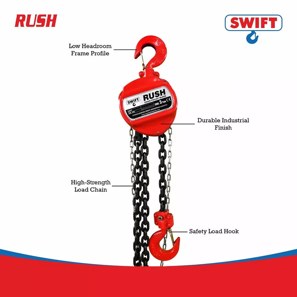 swift-rush-chain-pulley-block-3000-kg-3-ton-lifting-capacity-2-no-of-fall-3-m-lifting-height