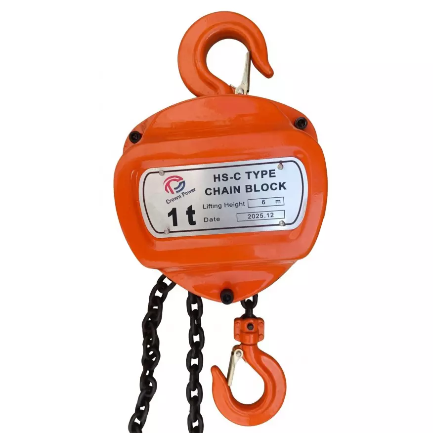 Crown Power HS-C Type Chain Pulley Block 1 Ton Lifting Capacity 6 m Height 360° Swivel Hook
