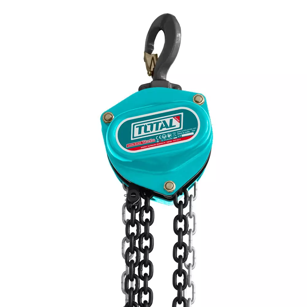 Total Chain Block Heavy Duty Manual Hoist with Load Chain 1 Ton Capacity 3 m Lift Height, TCBK0201