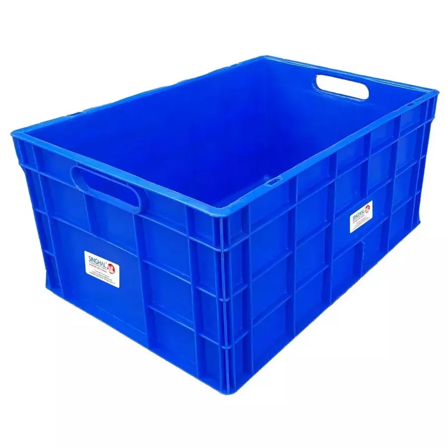 Singhal Plastic Portable Storage Crate 65x45x31.5 cm Rectangular Shape Blue, SIPLC_654531.5_P1