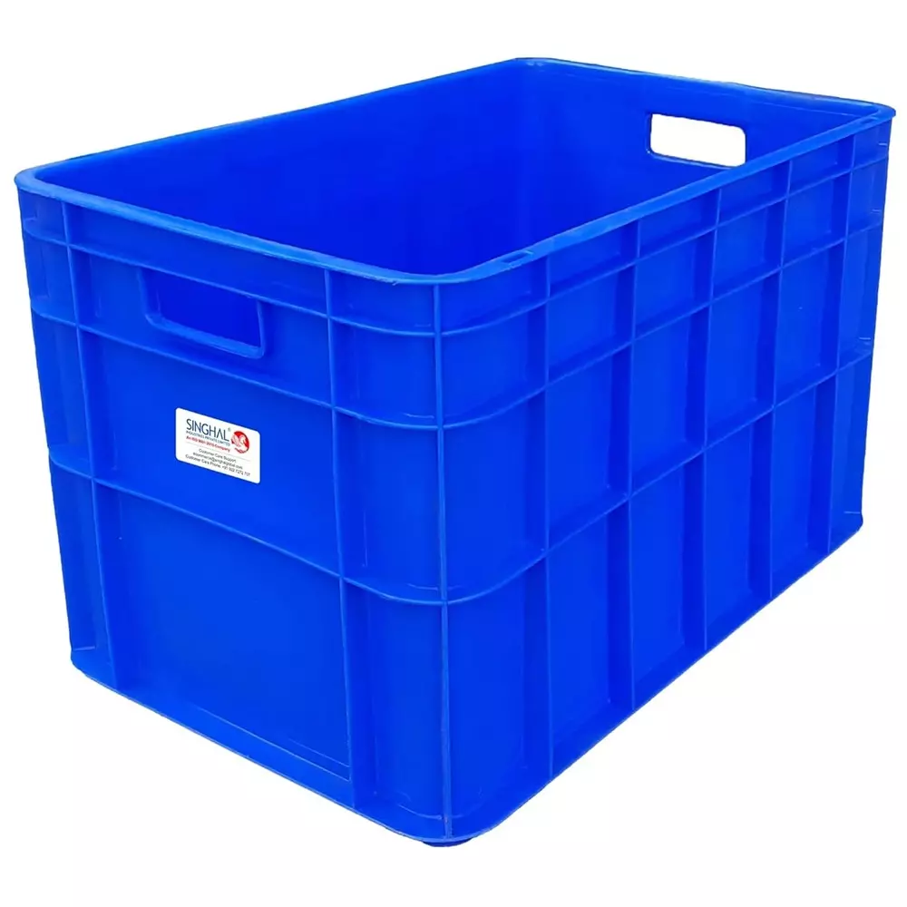 Singhal Plastic Portable Storage Crate 54x36x35 cm Rectangular Shape Blue, SIPLC_543635_P2 (Pack of 2 Pcs)