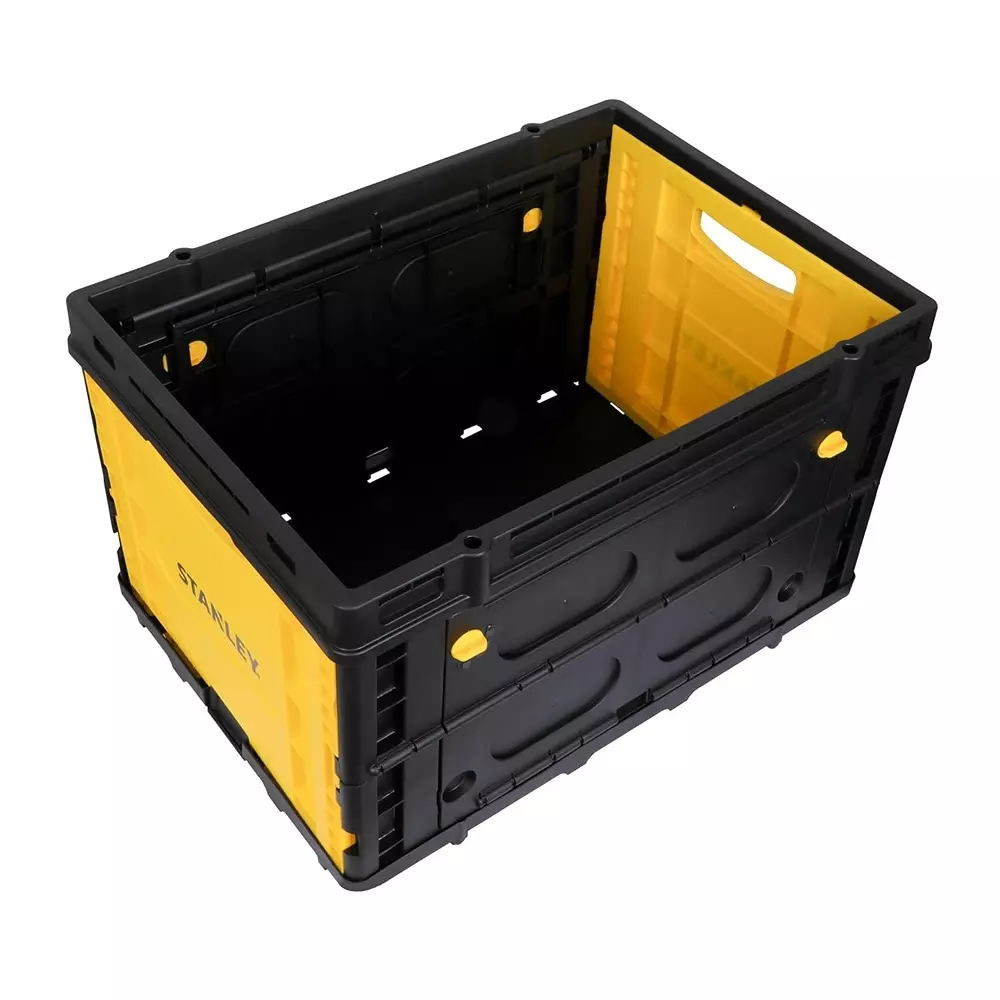 STANLEY 25 Kg Capacity Folding Utility Basket With ABS Lid Polypropylene Body and Retractable Placement Pins Handle, SXWT-FB533L-SP