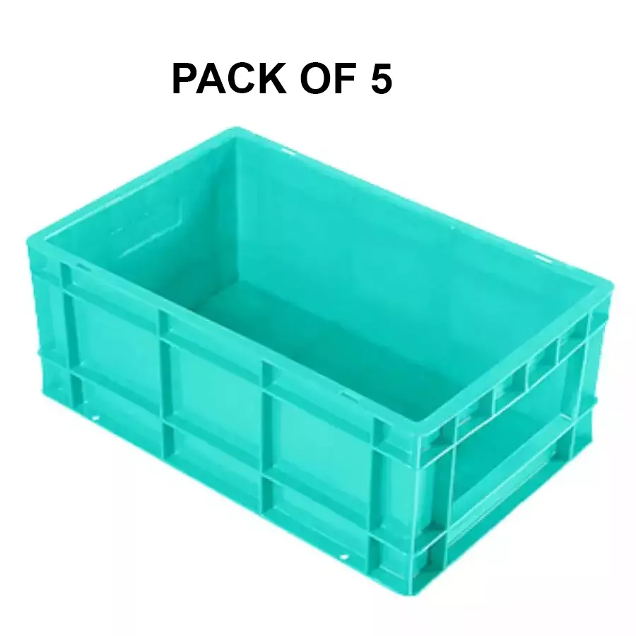 SINGHAL Multipurpose Plastic Storage Bin Green 19 L Capacity 500x325x150 mm (Pack of 5)