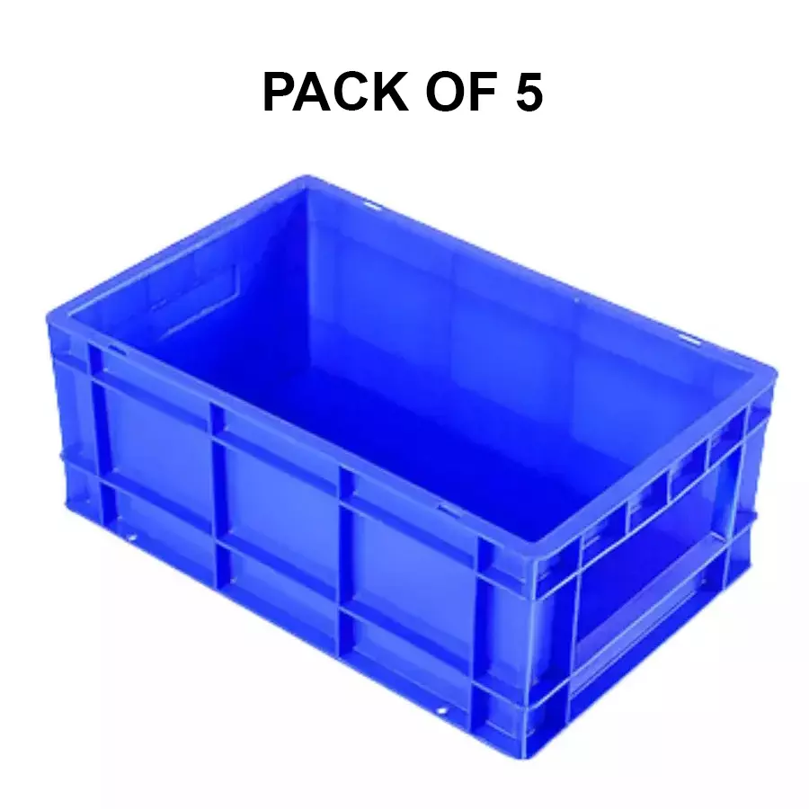 SINGHAL Multipurpose Plastic Storage Bin Blue 19 L Capacity 500x325x150 mm (Pack of 5)