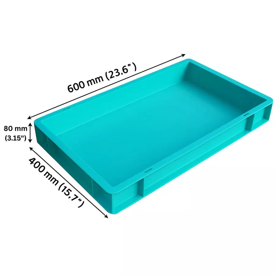 SINGHAL Portable Plastic Jali Crate Blue 14 L Capacity 600x400x80 mm