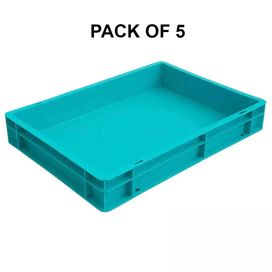 SINGHAL Portable Plastic Jali Crate Blue 14 L Capacity 600x400x80 mm (Pack of 5)
