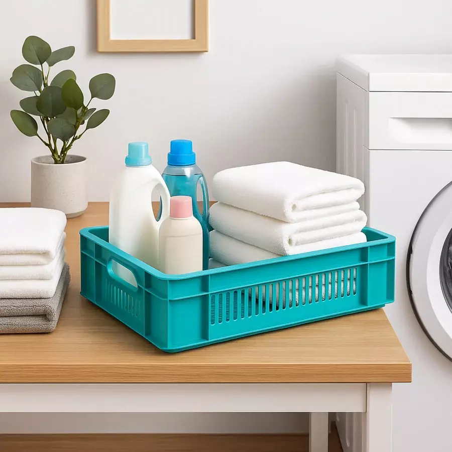 singhal-portable-plastic-jali-crate-light-green-14-l-capacity-600x400x80-mm-pack-of-5