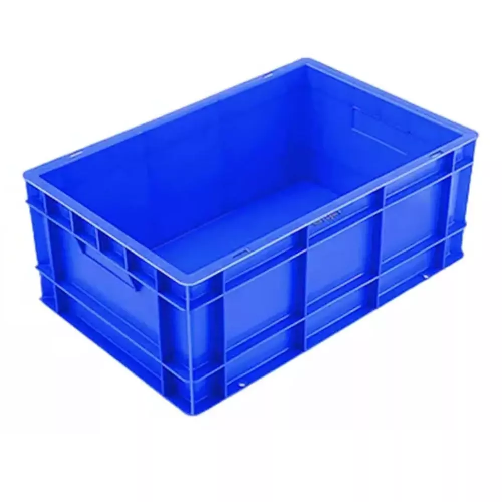 Singhal Portable Storage Crate Plastic Rectangular Shape 50x32.5x25 cm Blue, SIPLCWOH_503225_P2 (Pack of 2 Pcs)