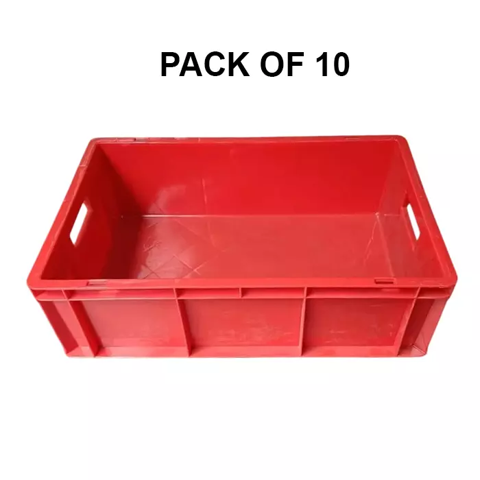 SUPREME Plastic Crate Red 18.50 L Capacity 500x325x150 mm (Pack of 10)