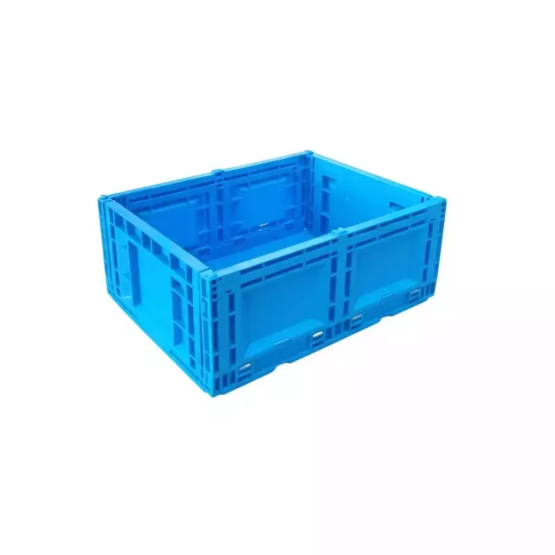 Fold C Foldable Crate Plastic Non-Perforated 600x400x220 mm 52.8 L Capacity, Blue (Pack of 3)
