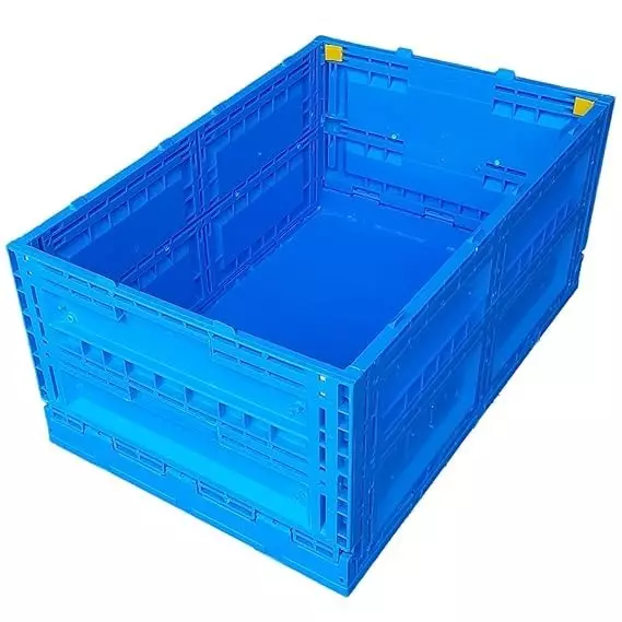Singhal Foldable Storage Crate Plastic Rectangular Shape 60x40x17.5 cm Blue, PFCB_604017.5_4 (Pack of 4 Pcs)