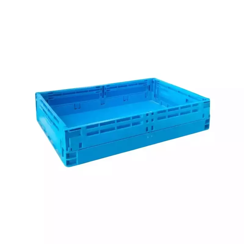 Fold C Foldable Crate Plastic Non-Perforated 600x400x115 mm 28.8 L Capacity, Blue (Pack of 3)