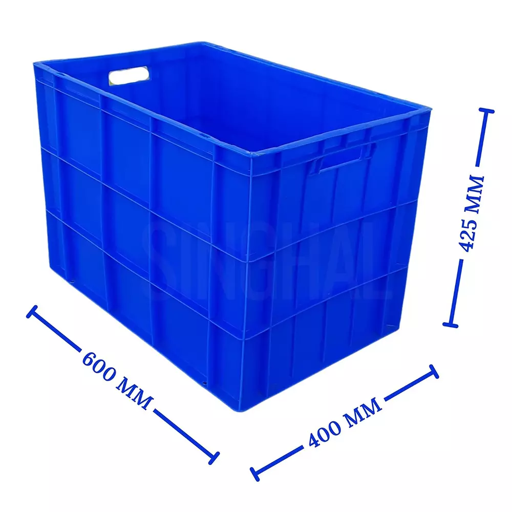 SINGHAL Portable Plastic Jali Crate Blue 87 L Capacity 600x400x425 mm