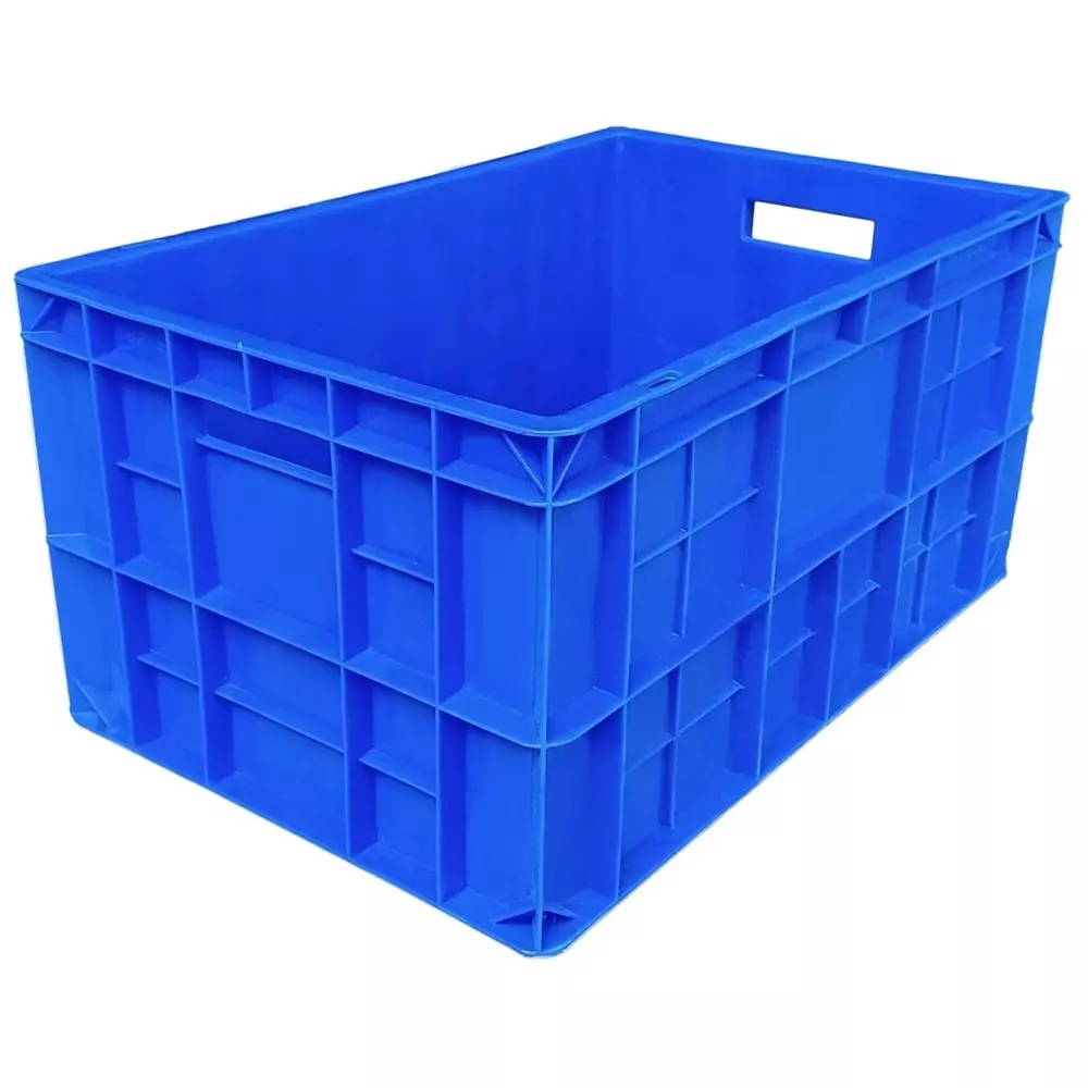 Singhal Portable Storage Crate Plastic Rectangular Shape 50x32.5x25 cm Blue, SIPLC_503225_P2 (Pack of 2 Pcs)