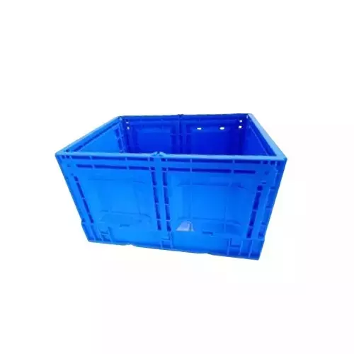 Fold C Foldable Crate Plastic Non-Perforated 400x300x230 mm 28 L Capacity, Blue (Pack of 3)
