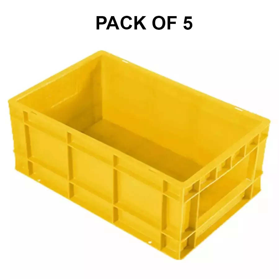 SINGHAL Multipurpose Plastic Storage Bin Yellow 19 L Capacity 500x325x150 mm (Pack of 5)