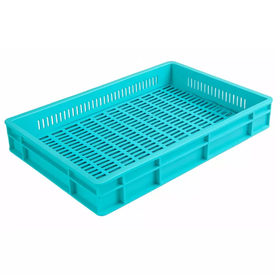 SINGHAL Big Portable Plastic Jali Crate Blue 14 L Capacity 600x400x80 mm