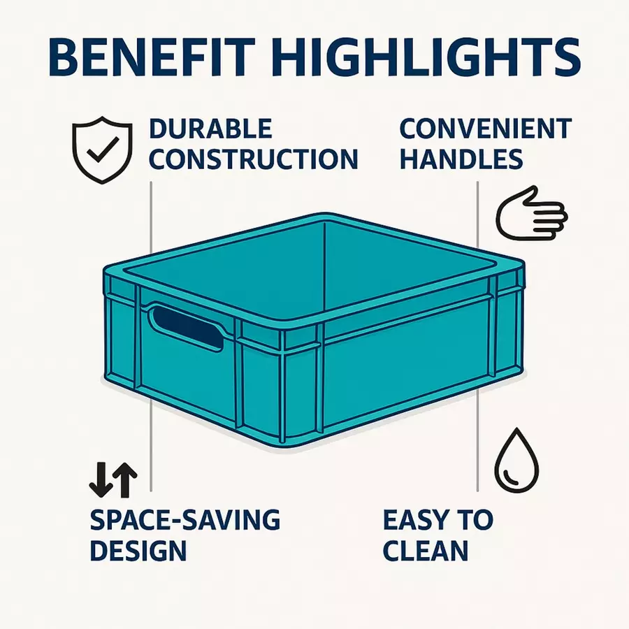 SINGHAL Big Portable Plastic Jali Crate Blue 14 L Capacity 600x400x80 mm