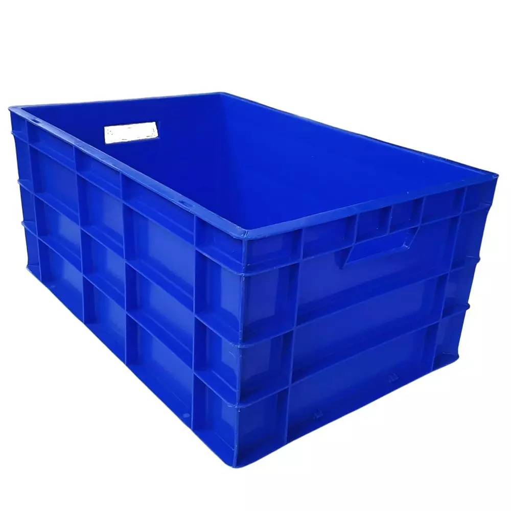Singhal Plastic Heavy Duty Storage Crate 60x40x28.5 cm Rectangular Shape Blue, SIPLC_604028.5_P1