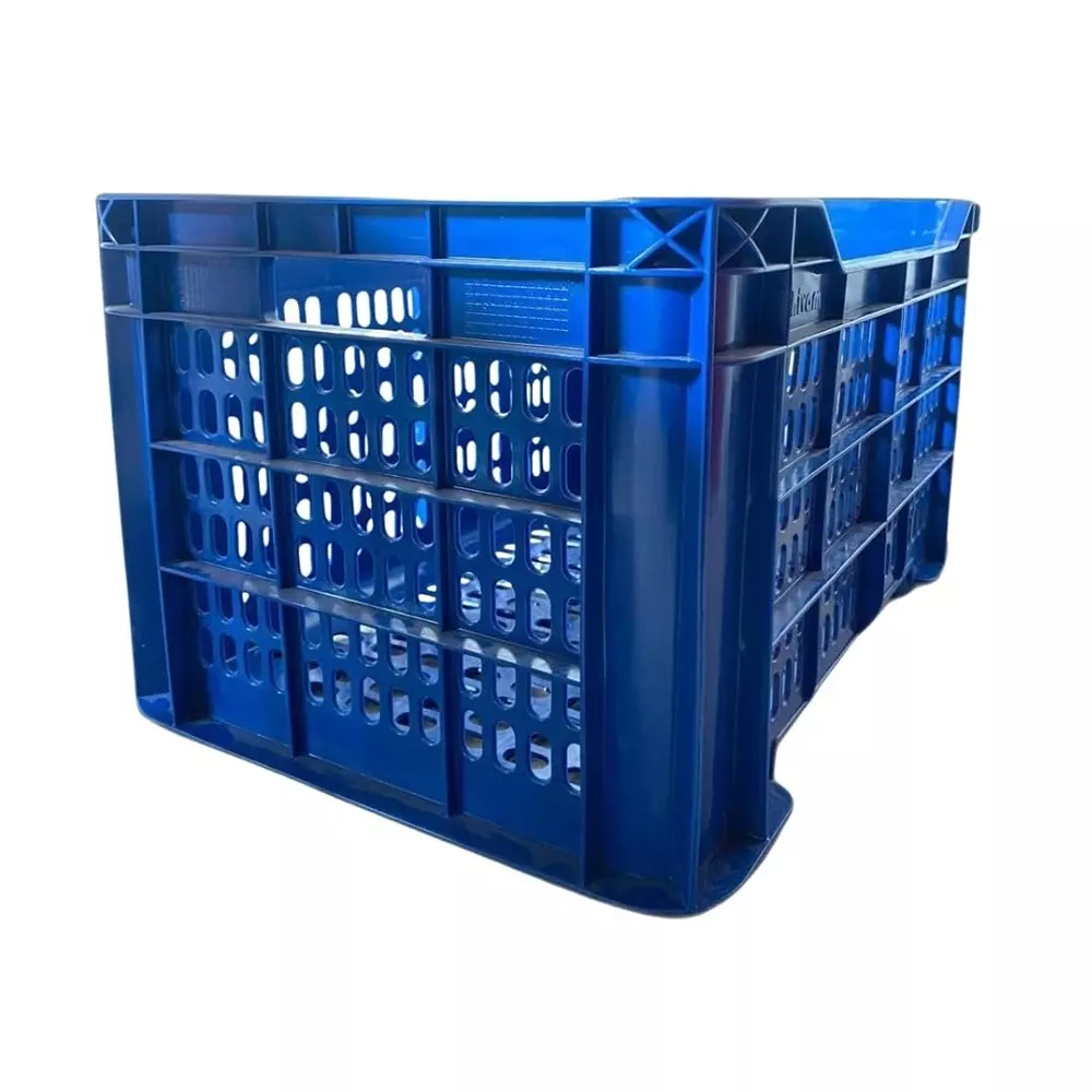 Singhal Multipurpose Storage Crate Plastic Rectangular Shape 53.2x35.5x28.5 cm Blue, JALICB_533528_P3 (Pack of 3 Pcs)