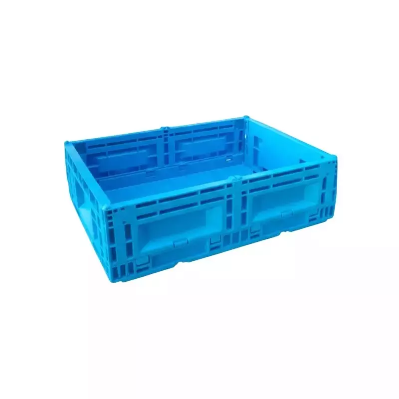 Fold C Foldable Crate Plastic Non-Perforated 400x300x115 mm 13.8 L Capacity, Blue (Pack of 3)
