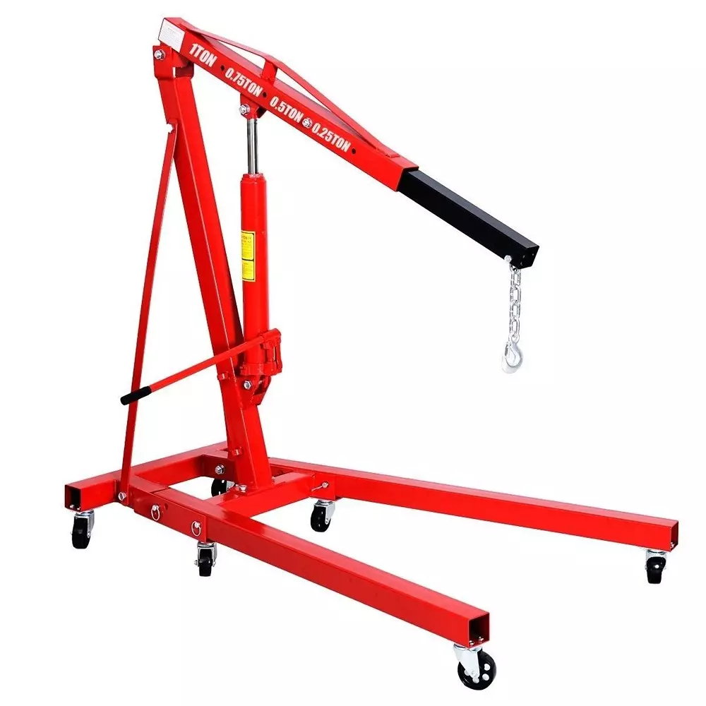 AGE TECH Hydraulic Engine Crane Without Engine Powder-Coated Steel for Industrial & Mechanical Maintenance