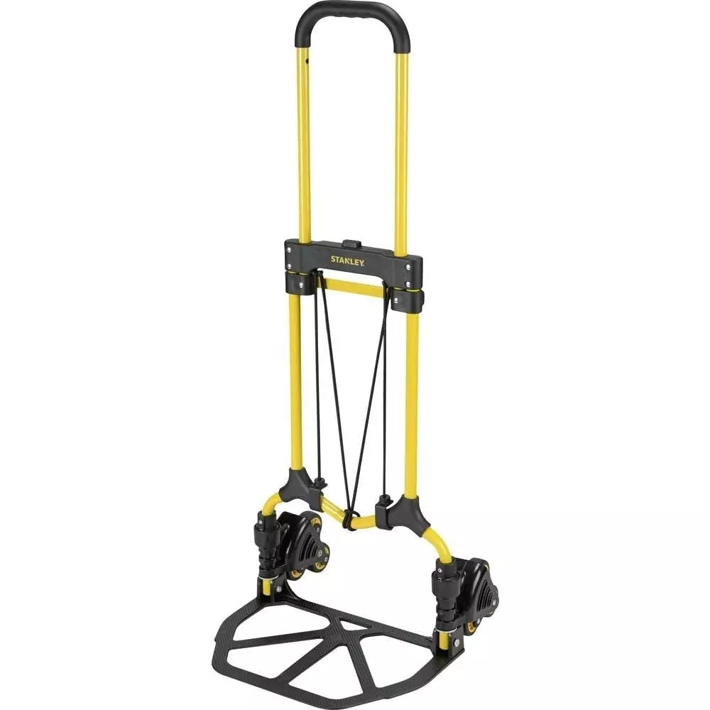 STANLEY Folding Hand Truck With Bungee Cord, 30 Kg Stair Climber, 60 Kg Flat Floor Load Capacity and Adjustable Soft TPR Grip Handle, SXWT-FT584-SP