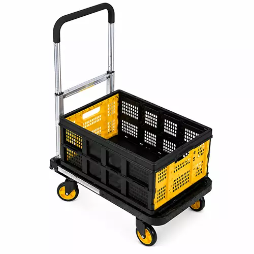 STANLEY 120 Kg Capacity Flat Folding Truck with 25 Kg Utility Basket Combo Kit and 680 x 410 mm Platform Size, SXWT-PC519-SP