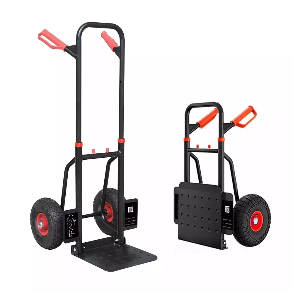 Corvids Foldable Hand Truck with ‎Pneumatic Wheels ‎125 Kg Load Capacity, CHT-R125