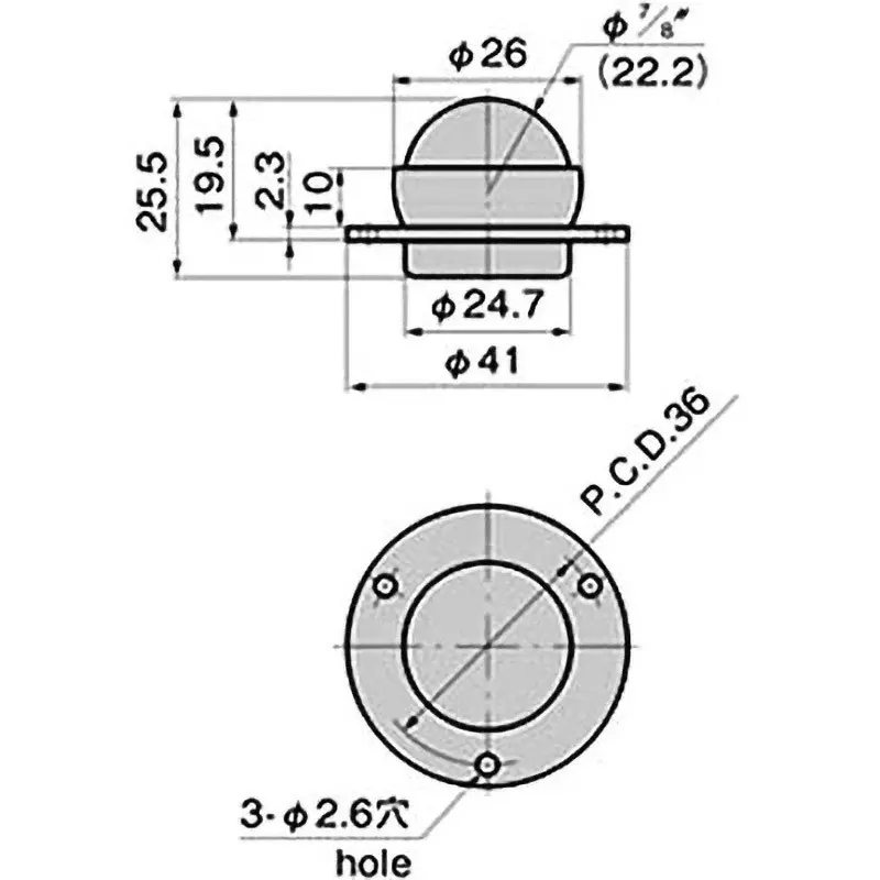 TAKIGEN Steel Ball Caster Φ41 mm Outside Diameter, K-140-3
