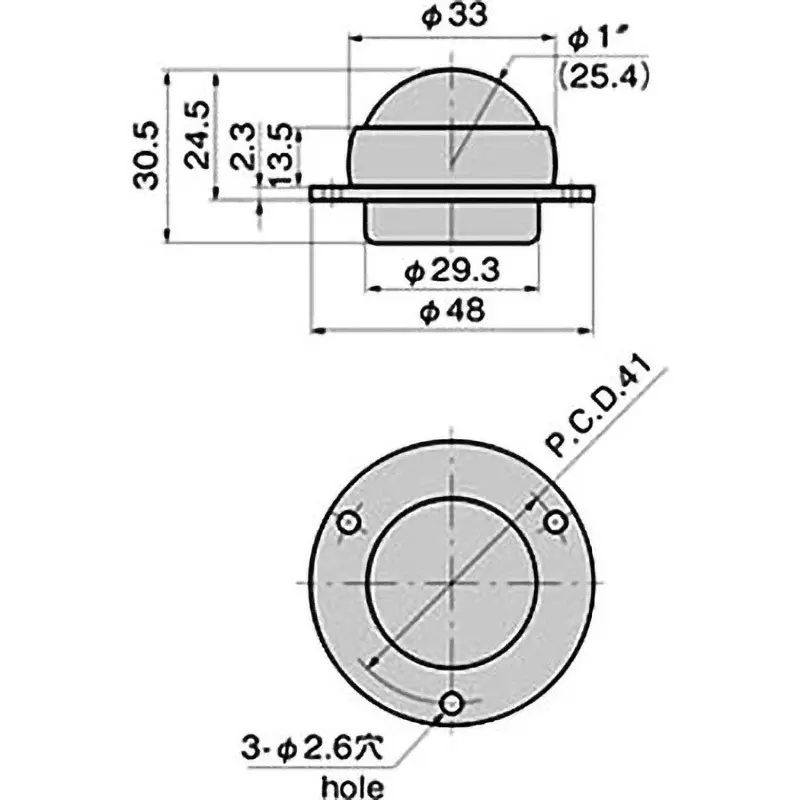 TAKIGEN Steel Ball Caster Φ48 mm Outside Diameter, K-140-4